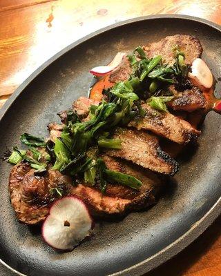 Prime Ny Strip Cap + Corn Nut Romesco + Charred Green Onion Relish #smallplates