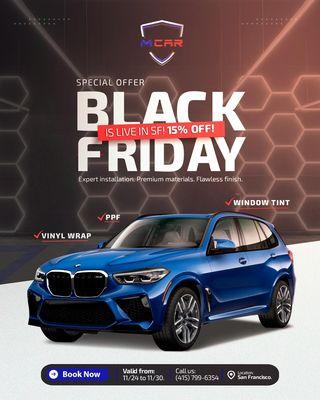 Black Friday Promotion 15 % OFF - Valid from 11/24 to 11/30