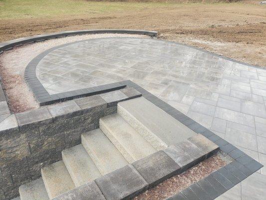 Retaining wall, step landings and paver install.