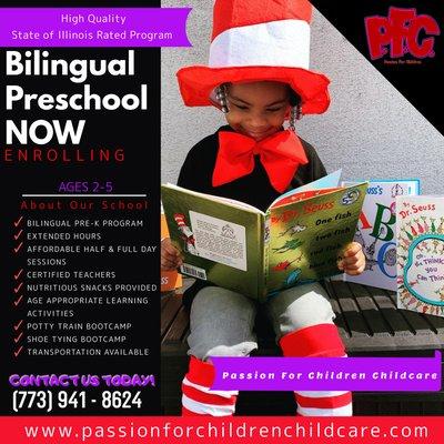 Illinois State Licensed Bilingual Preschool, servicing ages 2 years - 5 years.