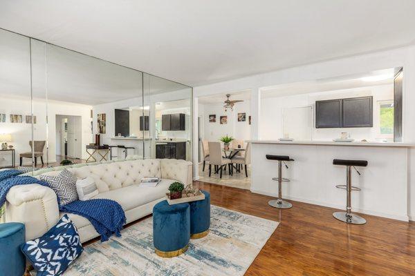 Staged Living room and kitchen