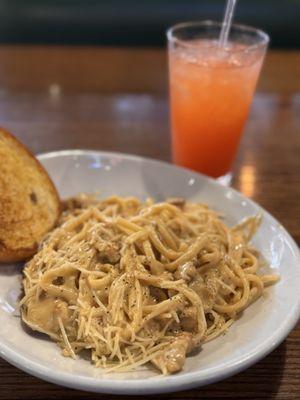 Pasta Chicken Lafayette - So good w/ a Malibu rum punch cocktail