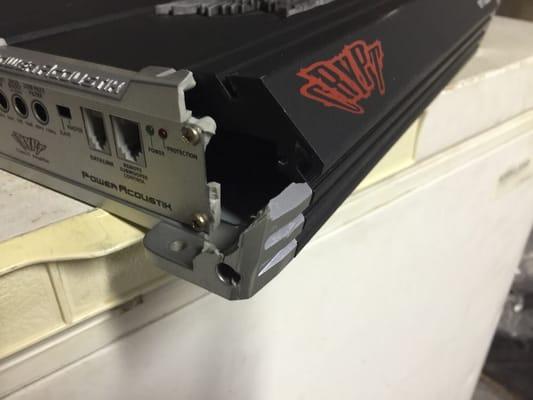 Broken corner of amp