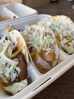 Tacos with three different proteins