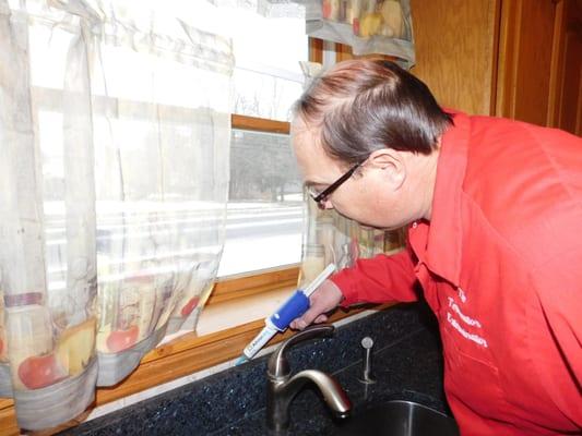 Ant Baiting inside the kitchen. No need to spray inside the house.