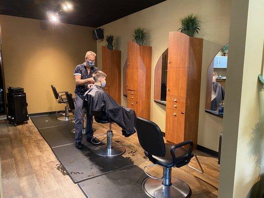 Staff and customers wear masks