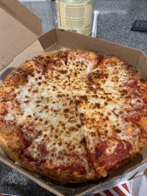 Medium hand tossed cheese pizza. Yum!