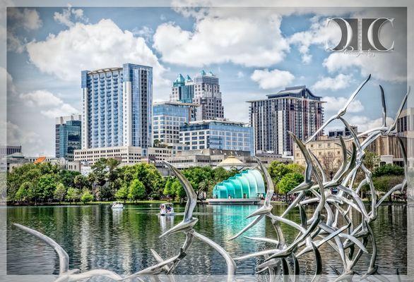 Downtown Orlando via Lake Eola Park