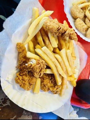 3 Pcs Chicken Tender w/ Fries 6 Piece Chicken Nuggets w/fries