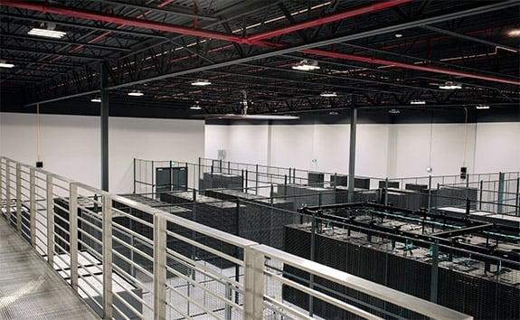 View above the floor of C7's Granite Point 2 colocation data center facility.