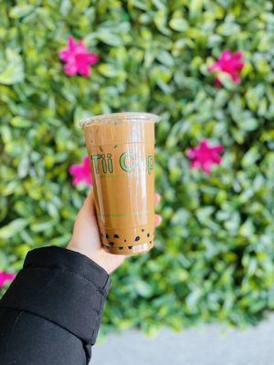 Iced coffee with pearls