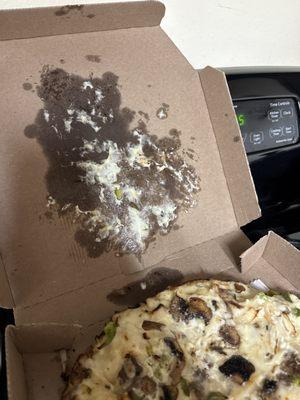 Cheese that was welded to the top of the box