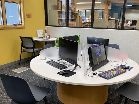 Computer center in kids area