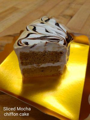 Sliced Mocha chiffon cake