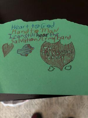 November 16, 2025 From a song I heard by a band! Yes Salvation Army always does good!