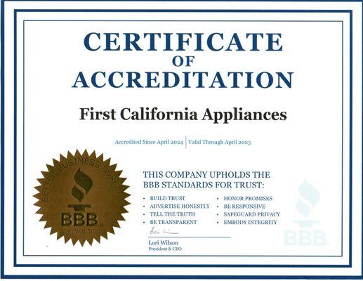 BBB Certificate