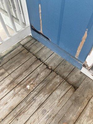 Just one of the holes on the balcony