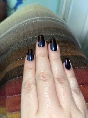 Gel x with chrome and coffin shape