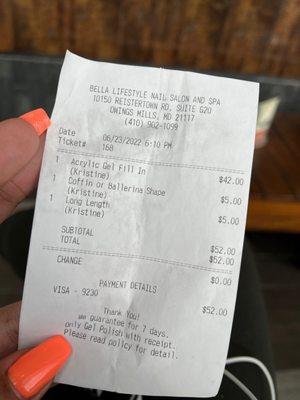 Not to mention I was charged for long nails & these are medium... all my nails look a week old.