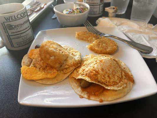 Breakfast tacos! This is the perfect combination of flavors!! The aioli is amazing and ties all the flavors together.