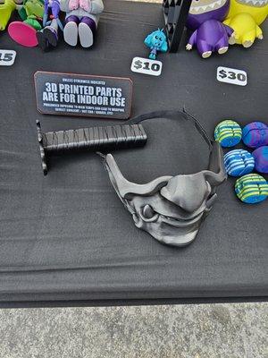 Sword, masks, fidget balls