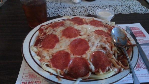 The pizza pasta. If you go home hungry, check you stomach for holes.