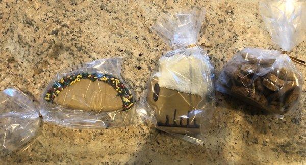 Beer and Taco cookies and a bag of assorted treats.