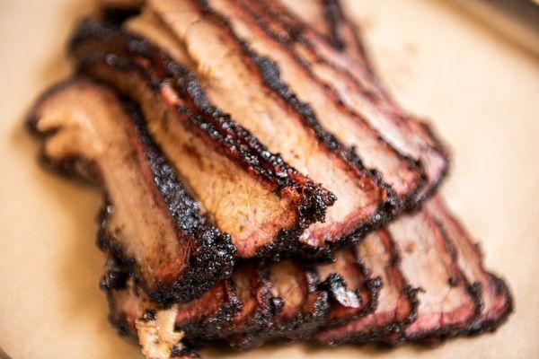 Smoked Brisket with smoke ring and bark