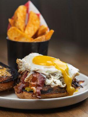 Smash burger with bacon and egg