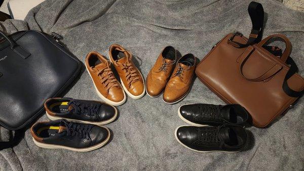 Cleaned polished and reated with water protector 4 pairs of shoes.