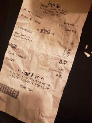 Receipt and drywall pieces next to it.