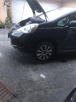 Checked the dipstick and they overfilled my oil with cheap NAPA oil ($2 a quart) .. changed it myself