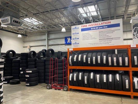 Tire installation $19.99 per tire