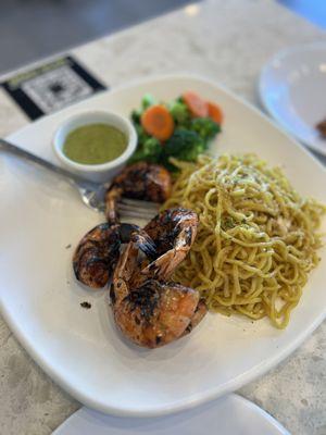 29. House Garlic Noodle with Grilled Prawns