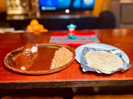 Mole with freshly made tortillas