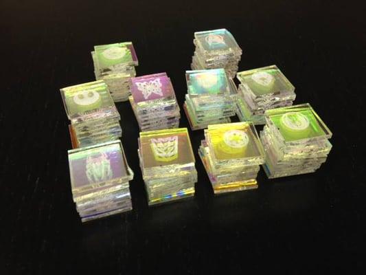 Laser etched dichroic glass