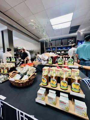 Gift shop area with unique products for fig, quince, mountain tea, herbs, chocolates and olive oil