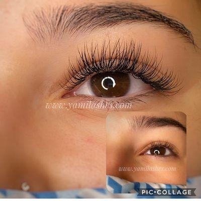 Maravillosa mirada con extensión de pestaña clásica