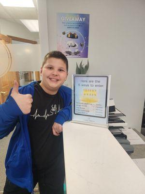 My son after his apt!