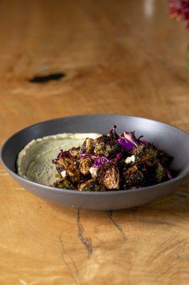 Vadouvan Brussels Sprouts
Finished with pomegranate-chili glaze, feta cheese, red cabbage, and vadouvan yogurt.