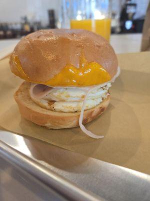 Classic breakfast sandwich with roast turkey