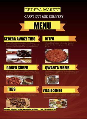 Our Carryout Ethiopian Menu