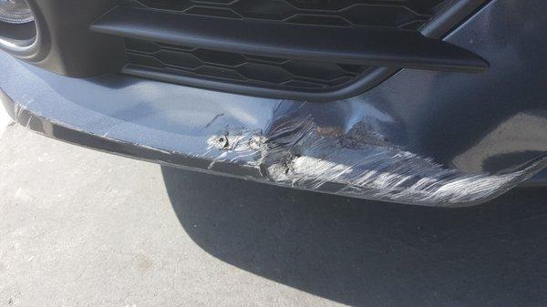 Another close-up shot of the damage before Miguel worked his magic.