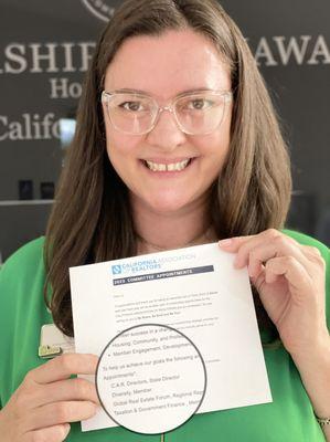 I have received the C.A.R (California Association of REALTORS®) Committee Appointments for 2023!
