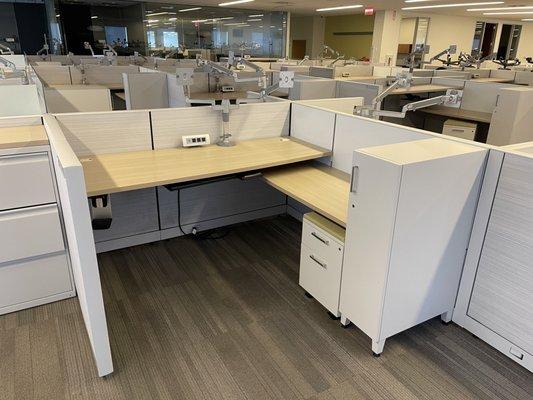 6x6 workstation with wardrobe and pedestal all power and monitor arms
 $750.00