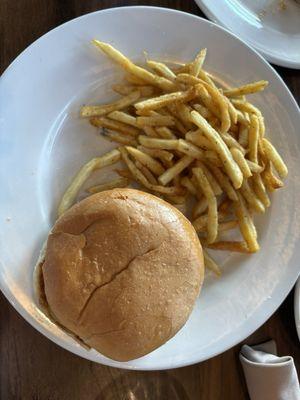 Burger with Fries and no cheese