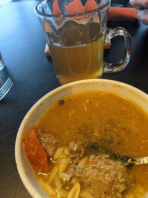Hot toddy and Italian wedding soup