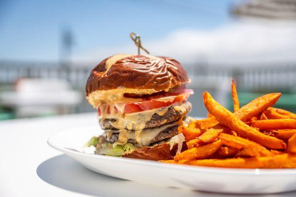 Burger + Sweet Potato Fries