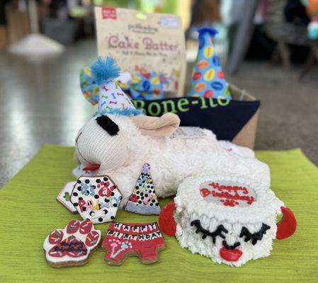 If Lambchop is sacred with your pup, treat them to our custom Lambchop cake & themed birthday box on their big day.