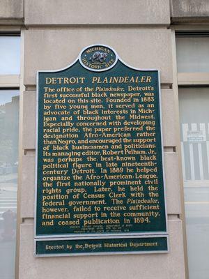 Detroit Plaindealer Historical Marker